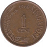 Монета. Сингапур. 1 цент 1969 год. ав.