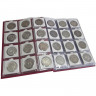 Монетник на 120 монет, 12 ячеек 55х55 мм на листе для монет в холдерах, 10 листов.