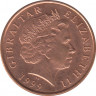 Монета. Гибралтар. 1 пенни 1999 год. ав.