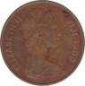 Монета. Фиджи. 2 цента 1969 год. ав.
