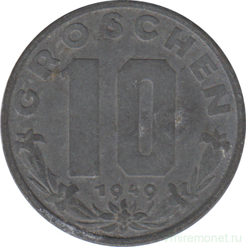 Монета. Австрия. 10 грошей 1949 год.