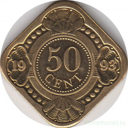 Монета. Нидерландские Антильские острова. 50 центов 1993 год.