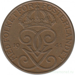 Монета. Швеция. 5 эре 1941 год. 