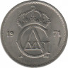 Аверс. Монета. Швеция. 25 эре 1971 год.