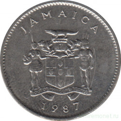 Монета. Ямайка. 10 центов 1987 год.