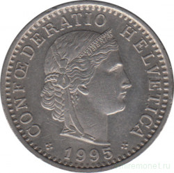 Монета. Швейцария. 20 раппенов 1995 год.