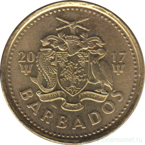 Монета. Барбадос. 5 центов 2017 год.