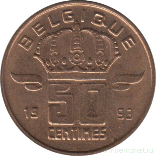 Монета. Бельгия. 50 сантимов 1993 год. BELGIQUE.