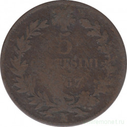Монета. Италия. 5 чентезимо 1867 год. N.
