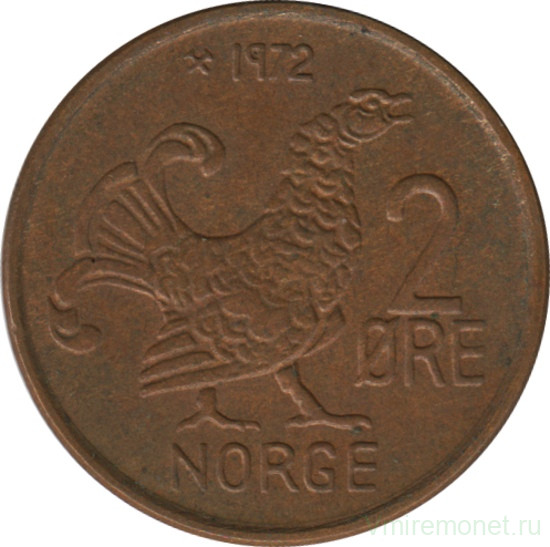 Монета. Норвегия. 2 эре 1972 год.