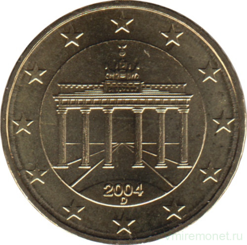 Монета. Германия. 10 центов 2004 год. (D).