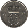  Монета. Норвегия. 10 эре 1983 год. ав.