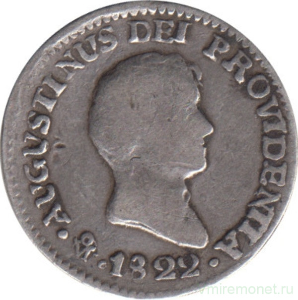 Монета. Мексика. 1/2 реала 1822 год.