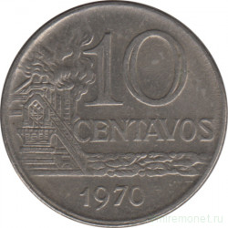 Монета. Бразилия. 10 сентаво 1970 год.