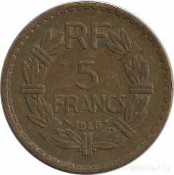 Монета. Франция. 5 франков 1946 год. Монетный двор - Париж. (для колоний)