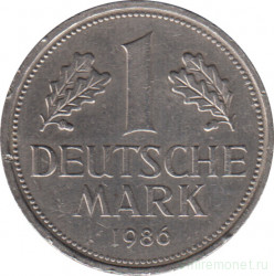 Монета. ФРГ. 1 марка 1986 год. Монетный двор - Гамбург (J).