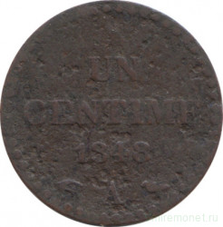 Монета. Франция. 1 сантим 1848 год. А.