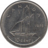 Монета. Канада. 10 центов 1976 год. ав.