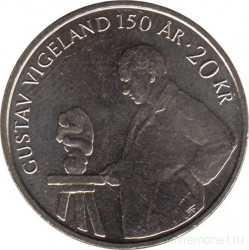 Монета. Норвегия. 20 крон 2019 год. 150 лет со дня рождения Густава Вигеланда.