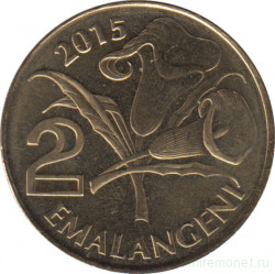 Монета. Свазиленд. 2 эмалангени 2015 год.