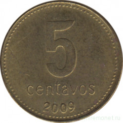 Монета. Аргентина. 5 сентаво 2009 год.