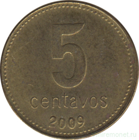 Монета. Аргентина. 5 сентаво 2009 год.