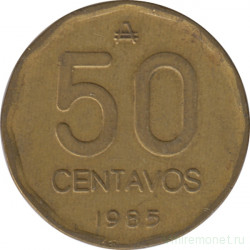 Монета. Аргентина. 50 сентаво 1985 год.