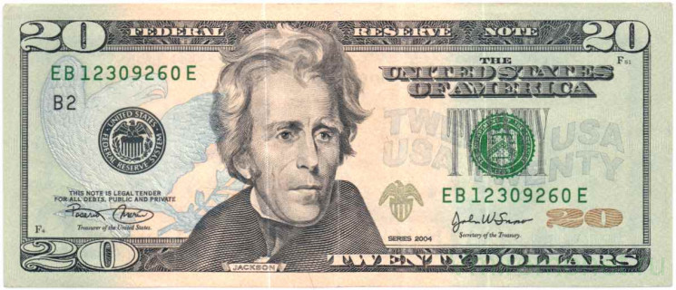 Банкнота. США. 20 долларов 2004 год. Серия EB. Тип 521a.