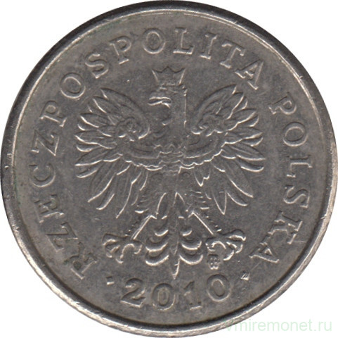 Монета. Польша. 50 грошей 2010 год.
