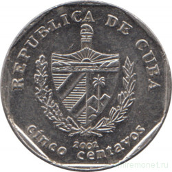 Монета. Куба. 5 сентаво 2002 год (конвертируемый песо).