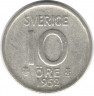 Монета. Швеция. 10 эре 1952 год.