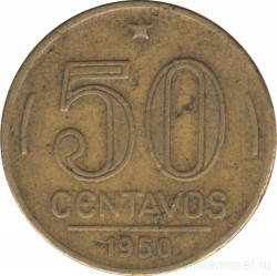 Монета. Бразилия. 50 сентаво 1950 год.