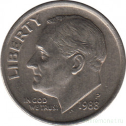 Монета. США. 10 центов 1988 год. Монетный двор P.