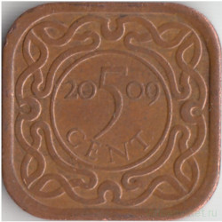 Монета. Суринам. 5 центов 2009 год. 