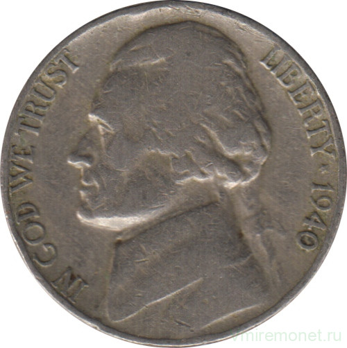 Монета. США. 5 центов 1940 год. 