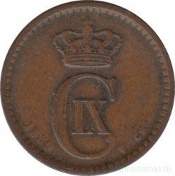 Монета. Дания. 1 эре 1889 год.