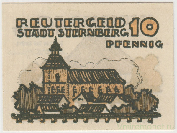 Бона. Нотгельд. Германия. Город Штернберг. 10 пфеннигов 1922 год. Вариант 1268.1.1.