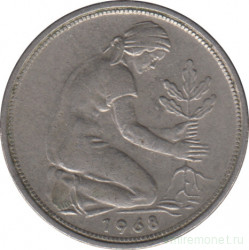 Монета. ФРГ. 50 пфеннигов 1968 год. Монетный двор - Мюнхен (D).
