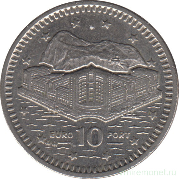 Монета. Гибралтар. 10 пенсов 1993 год.