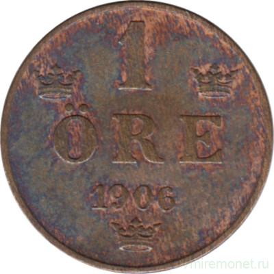 Монета. Швеция. 1 эре 1906 год.