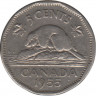 Монета. Канада. 5 центов 1955 год. ав.