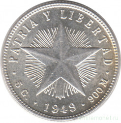 Монета. Куба. 20 сентаво 1949 год.