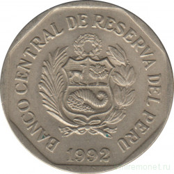 Монета. Перу. 1 соль 1992 год.