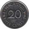 Монета. Маврикий. 20 центов 2016 год. ав.