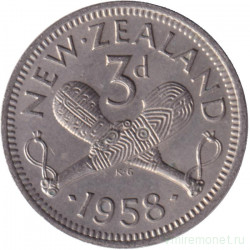 Монета. Новая Зеландия. 3 пенса 1958 год.