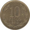 Монета. Чили. 10 песо 2010 год. ав.