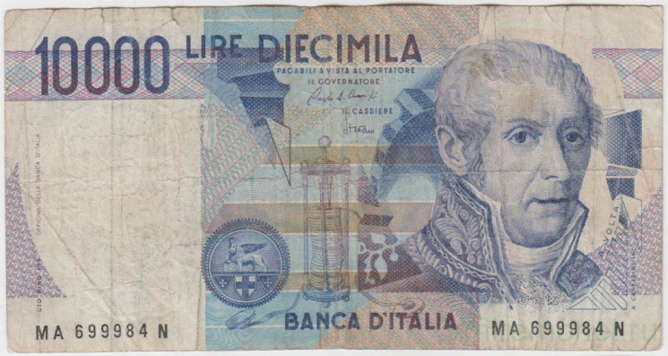 Банкнота. Италия. 10000 лир 1984 год. Тип 112а.