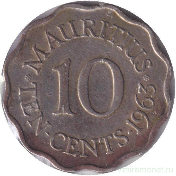 Монета. Маврикий. 10 центов 1963 год.