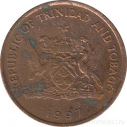 Монета. Тринидад и Тобаго. 5 центов 1997 год.