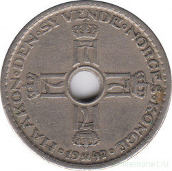 Монета. Норвегия. 1 крона 1947 год.